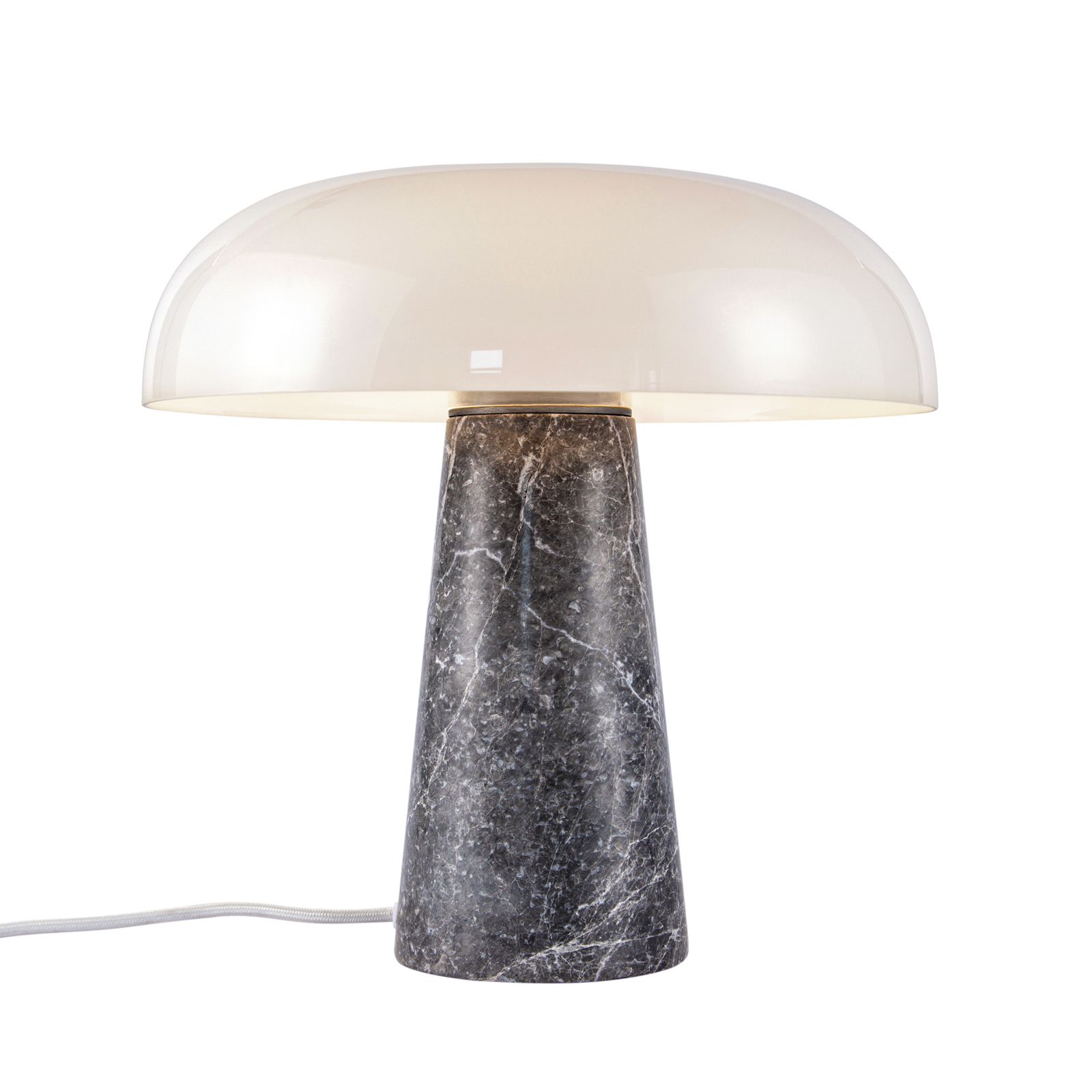 Lámpara de mesa Glossy, gris/blanco opalino