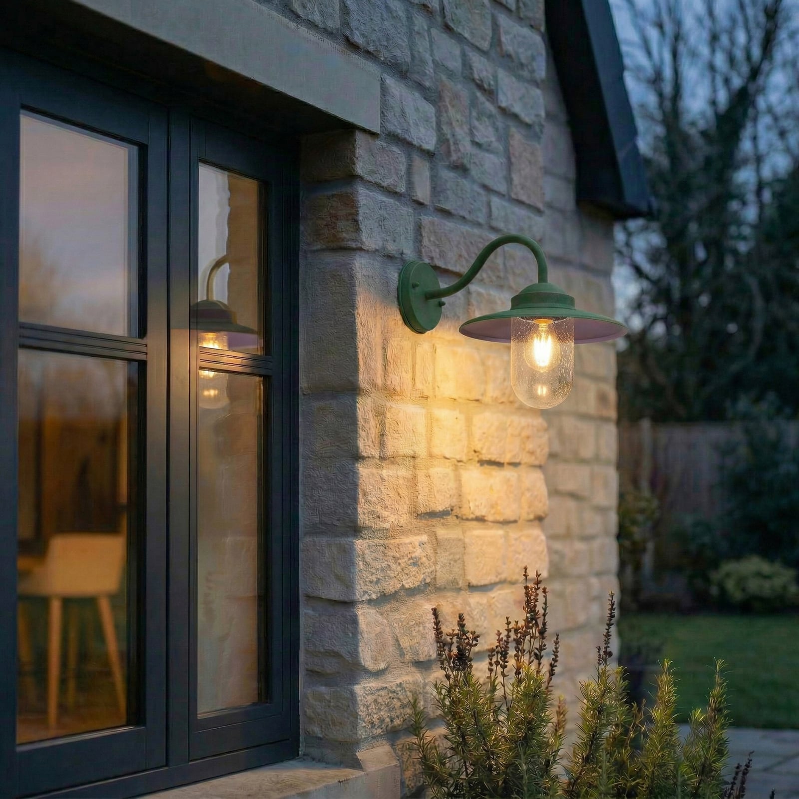 Lindby Bilma outdoor wall light, green, glass, 29 cm high Lindby Bilma outdoor wall light, green, glass, 29 cm high