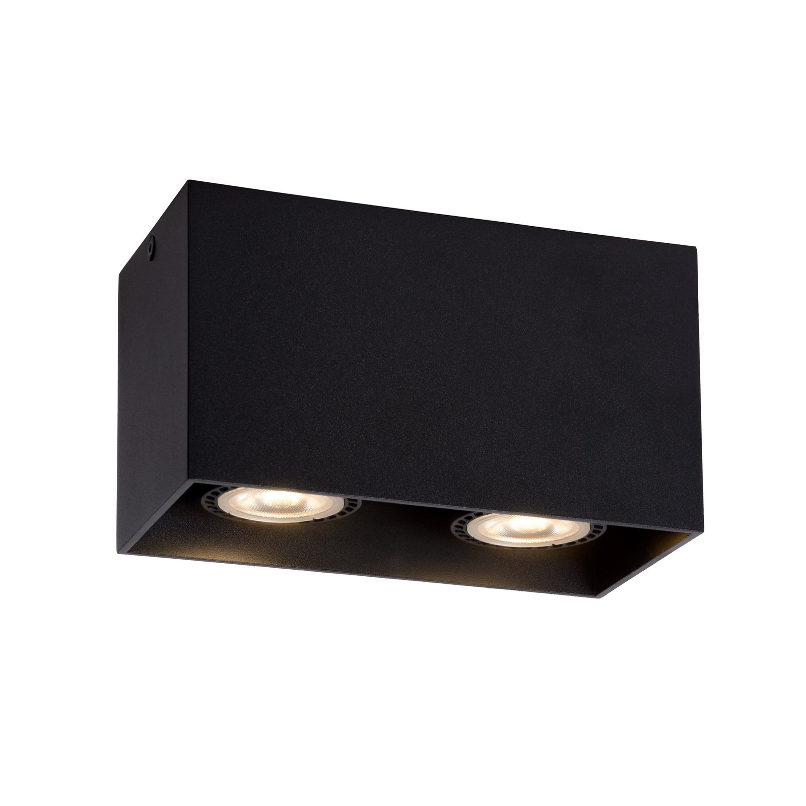 Spot pour plafond Bodi, angulaire, noir, GU10, à 2 lampes, aluminium