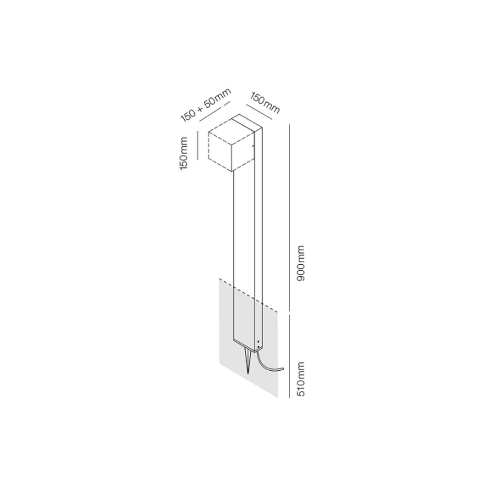 Cube XL Lampă de Stâlp Down Negru - LIGHT-POINT