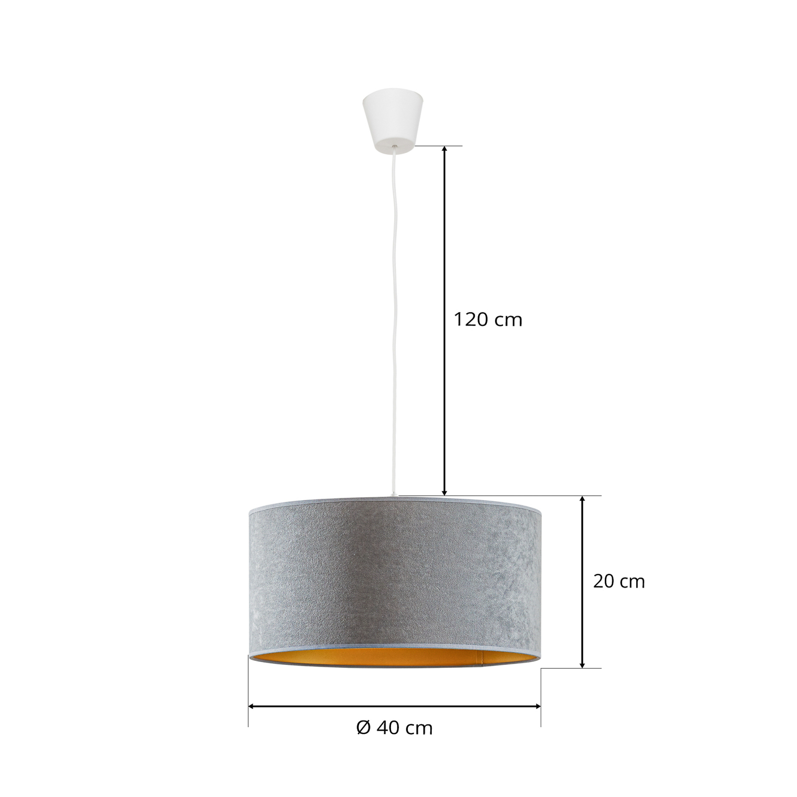 Roller hanging light, grey/gold