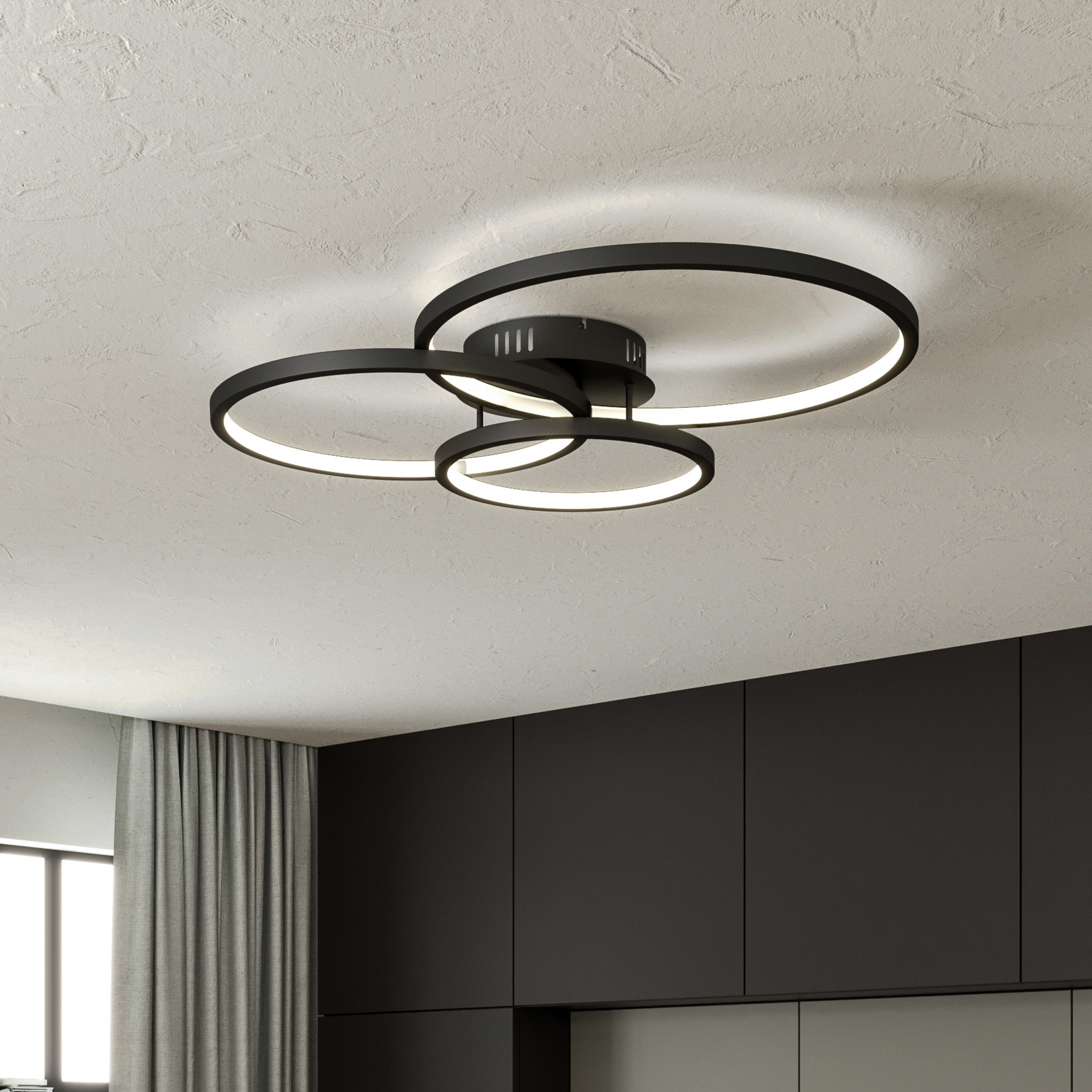 Candeeiro de teto LED inteligente Trio WiZ Aaron, antracite