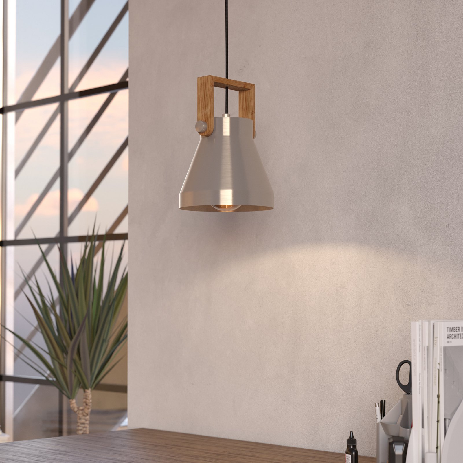 "Cawton" pakabinamas šviestuvas, Ø 16 cm, plienas/rudas, plienas/medis "Cawton" pakabinamas šviestuvas, Ø 16 cm, plienas/rudas, plienas/medis