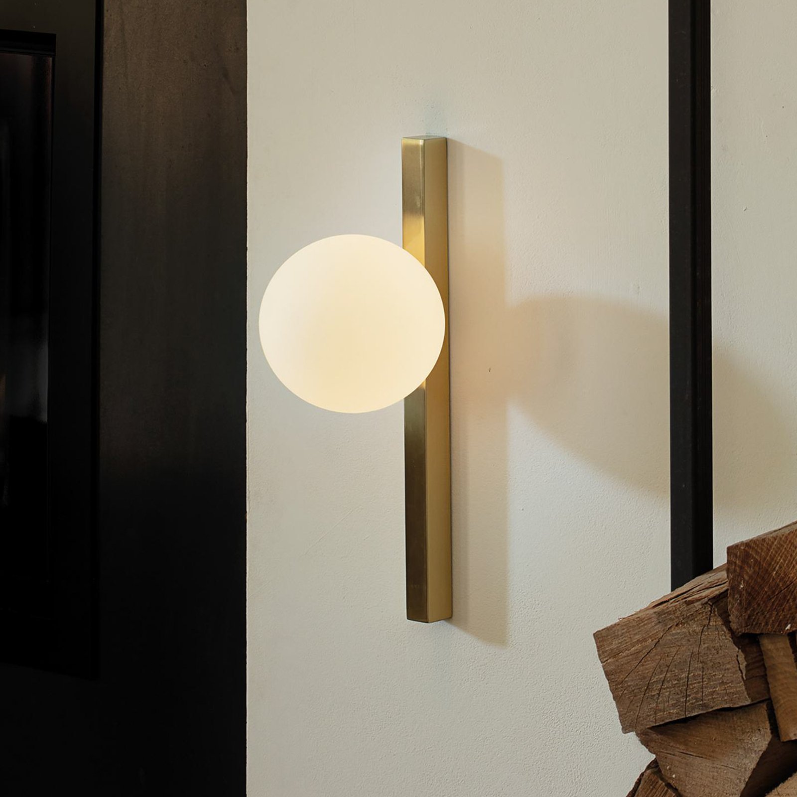 Ideal Lux wall lamp Binomio brass-coloured 1-bulb metal glass