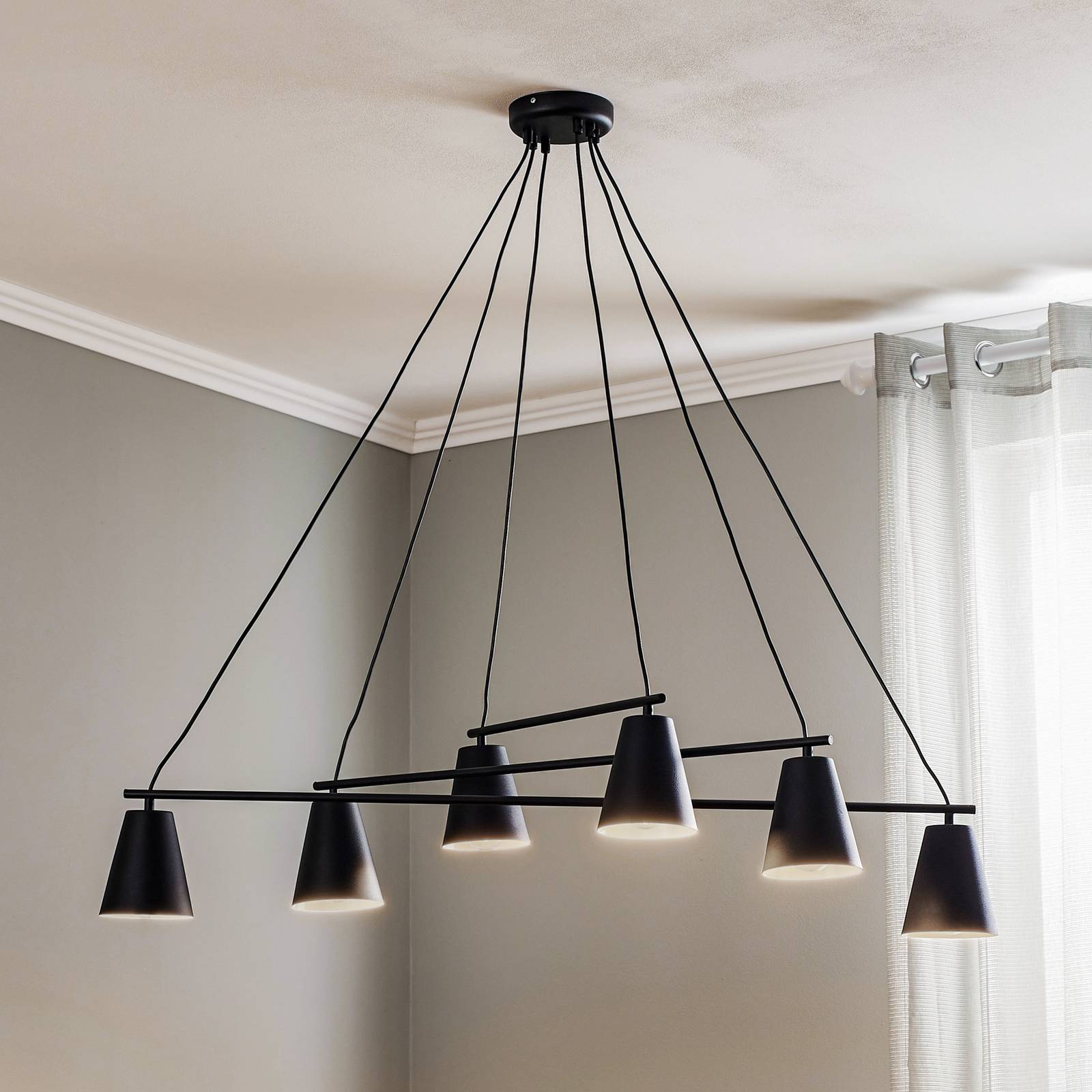 Lampa wisząca 1008, 6-punktowa, czarna