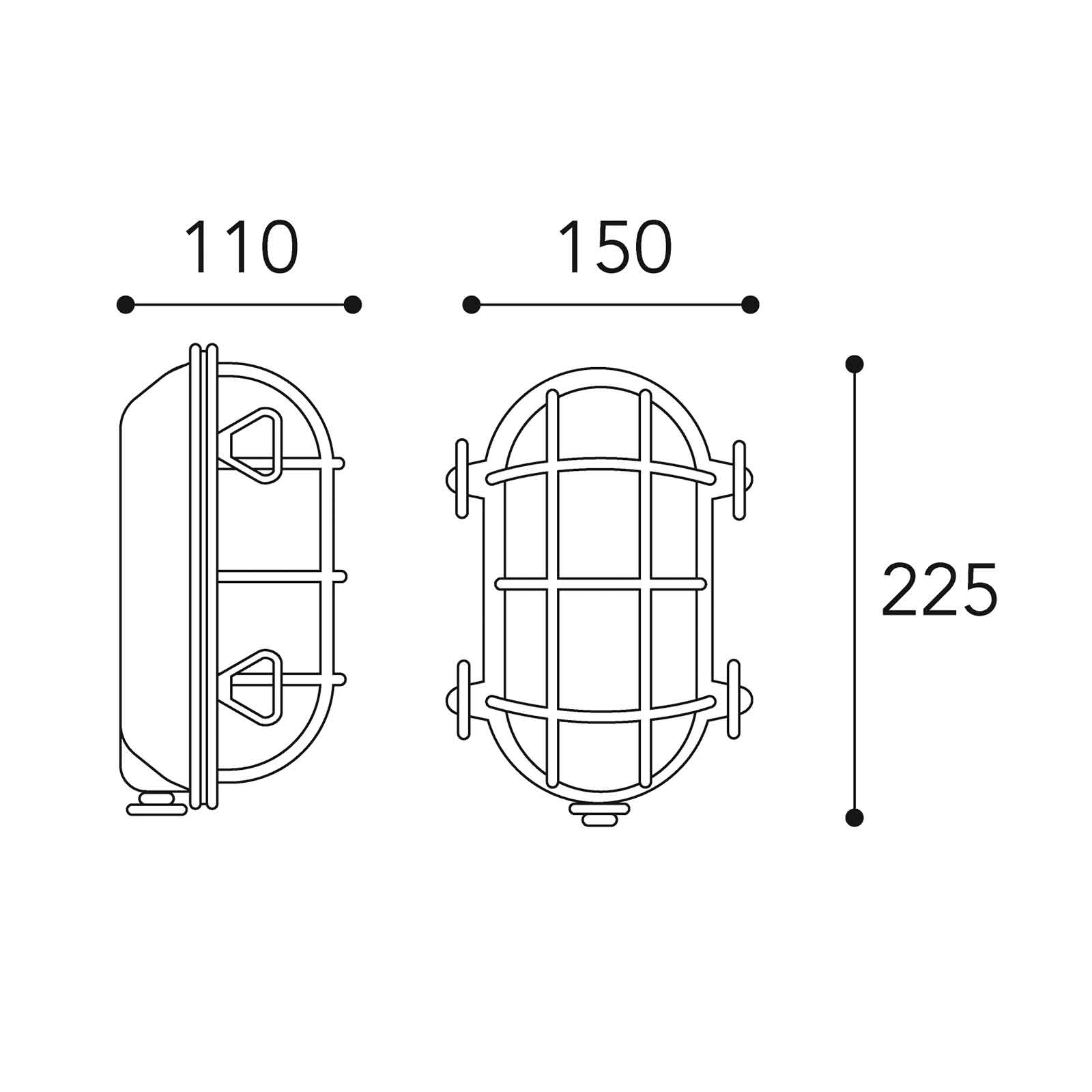 Tortuga 200.21 wall lamp, oval, nickel/opal