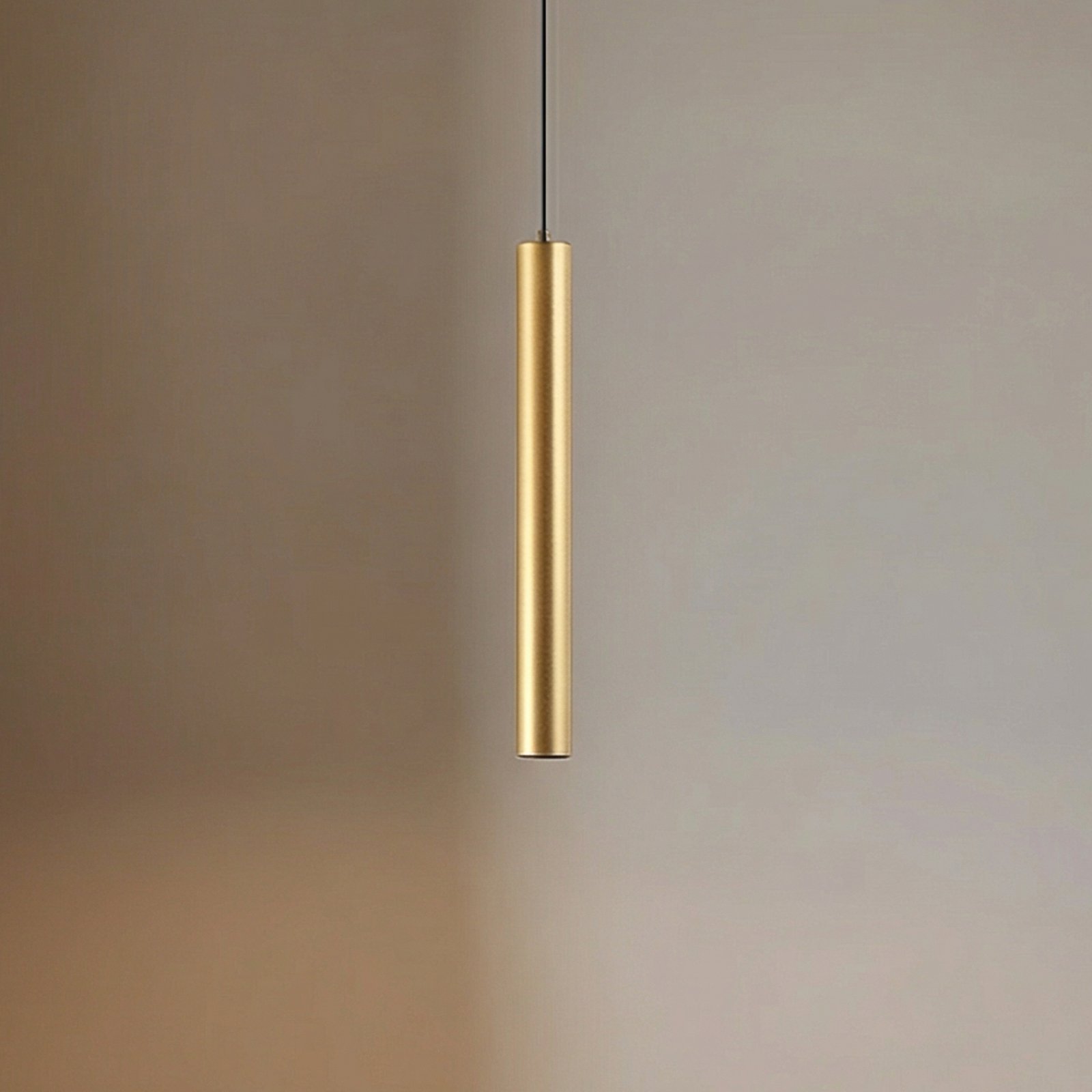 Suspension LED Lindby Lumaro, dorée, 27 cm, 48 V, à intensité variable