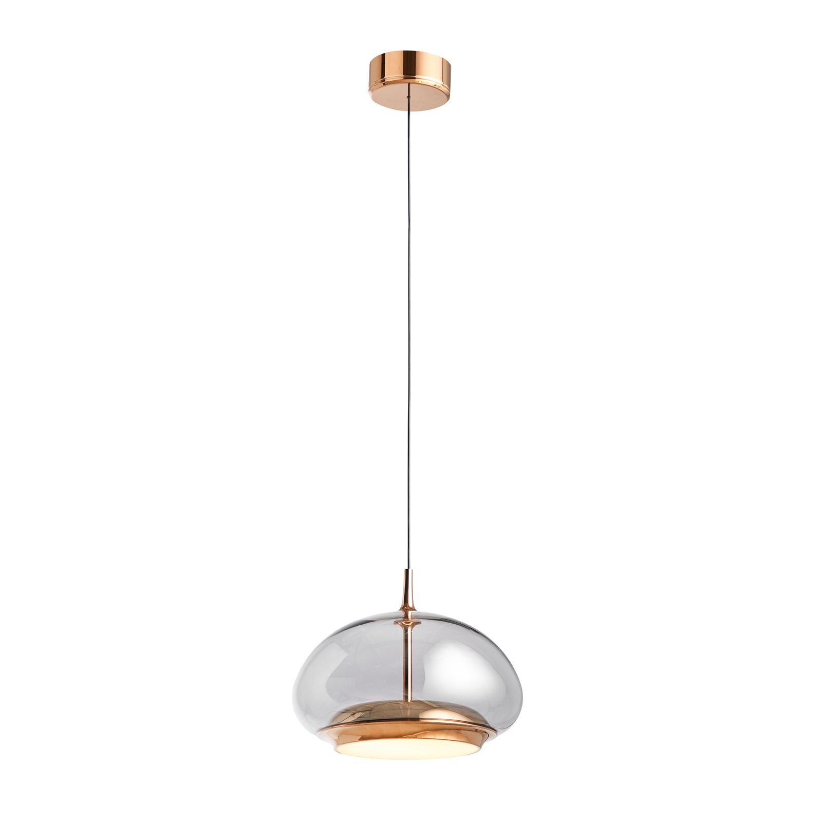 LOOM DESIGN LED hanging light Avalon rose gold/grey Ø 20 cm glass