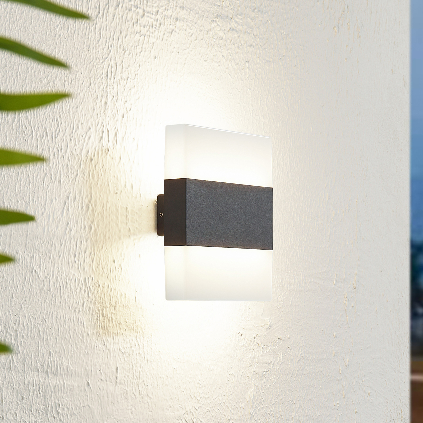 Lindby LED outdoor wall light Branor, aluminium, dark grey, IP54