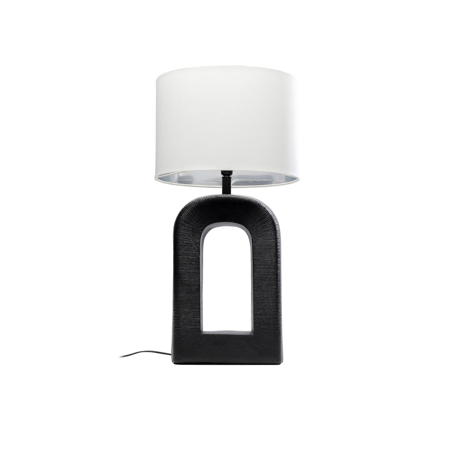 KARE Lampe de table Tube, noir/blanc, textile de lin, hauteur 79 cm