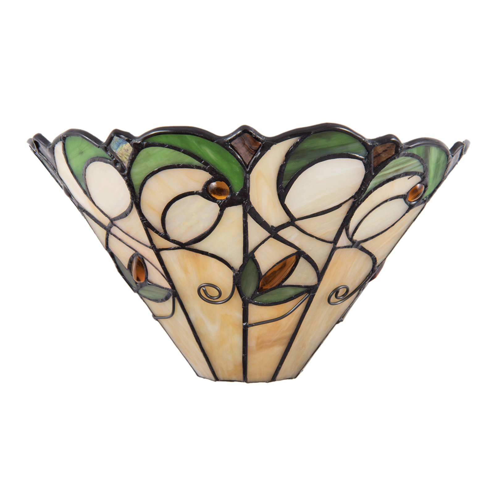 5208 wall lamp, glass lampshade, cream and green