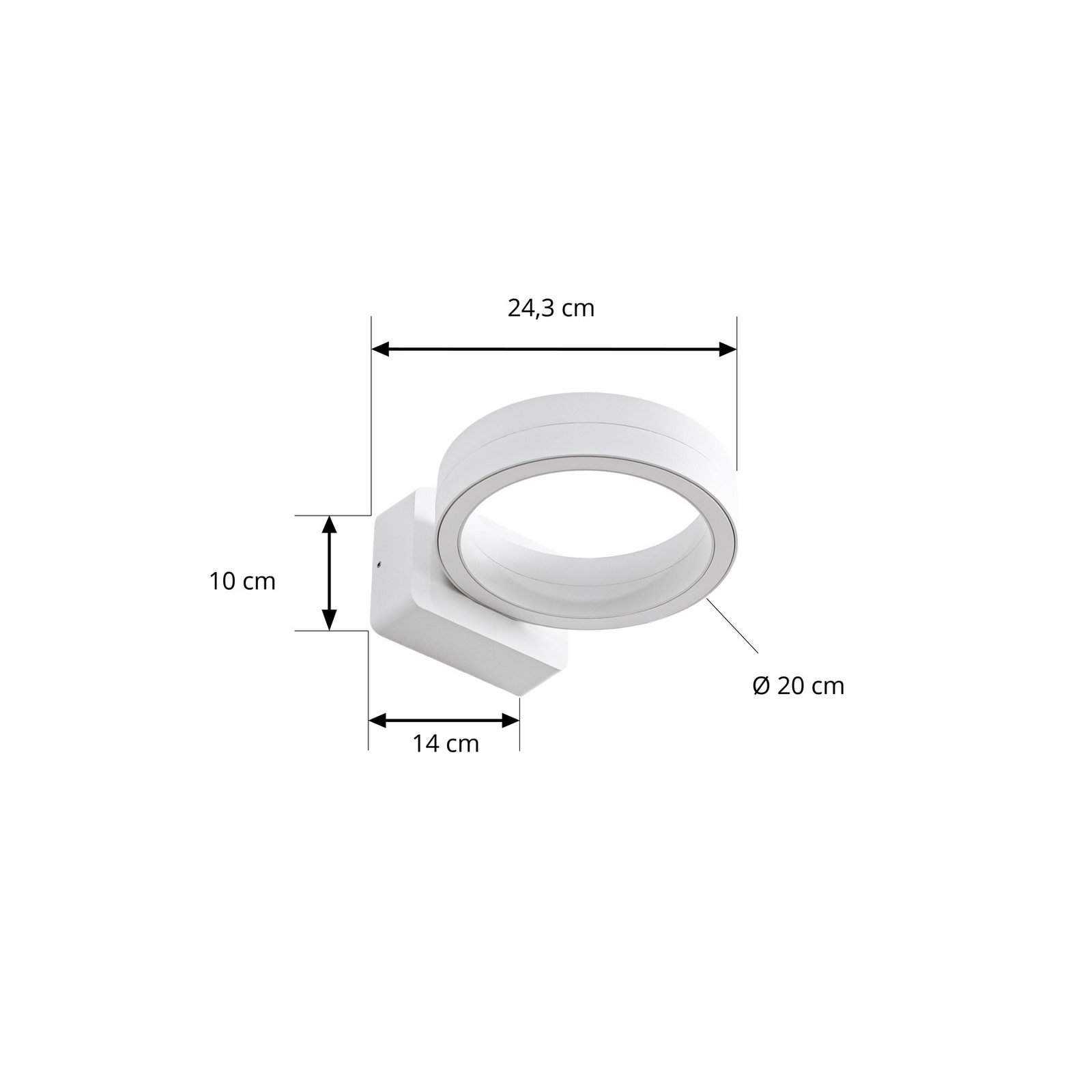 Lindby Selviro LED outdoor wall light, white, Ø 20 cm, IP65