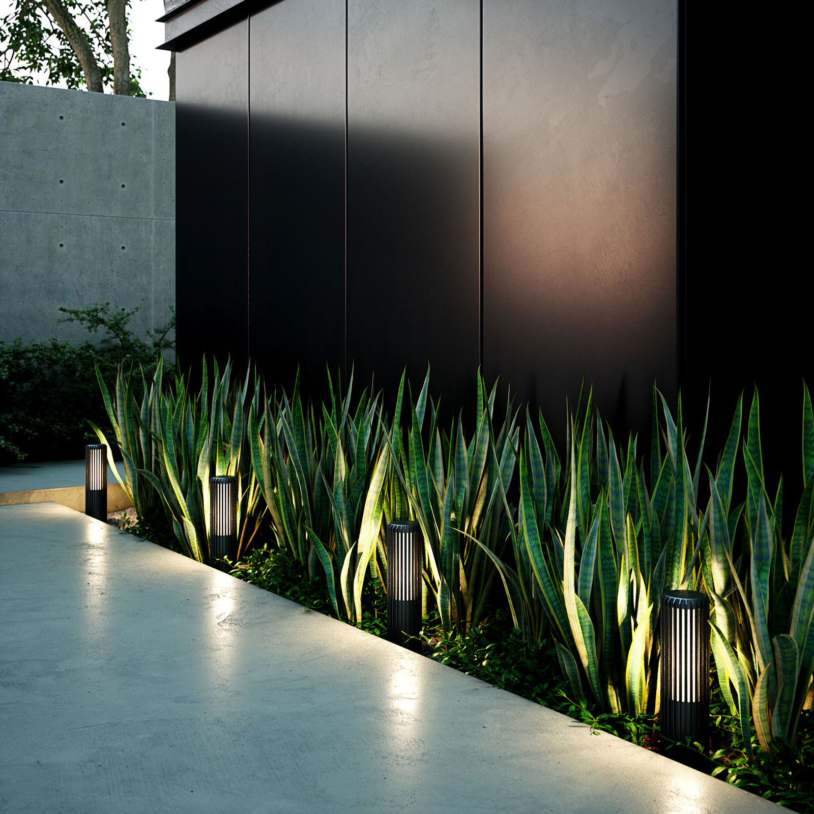 Matrix outdoor pillar light, black