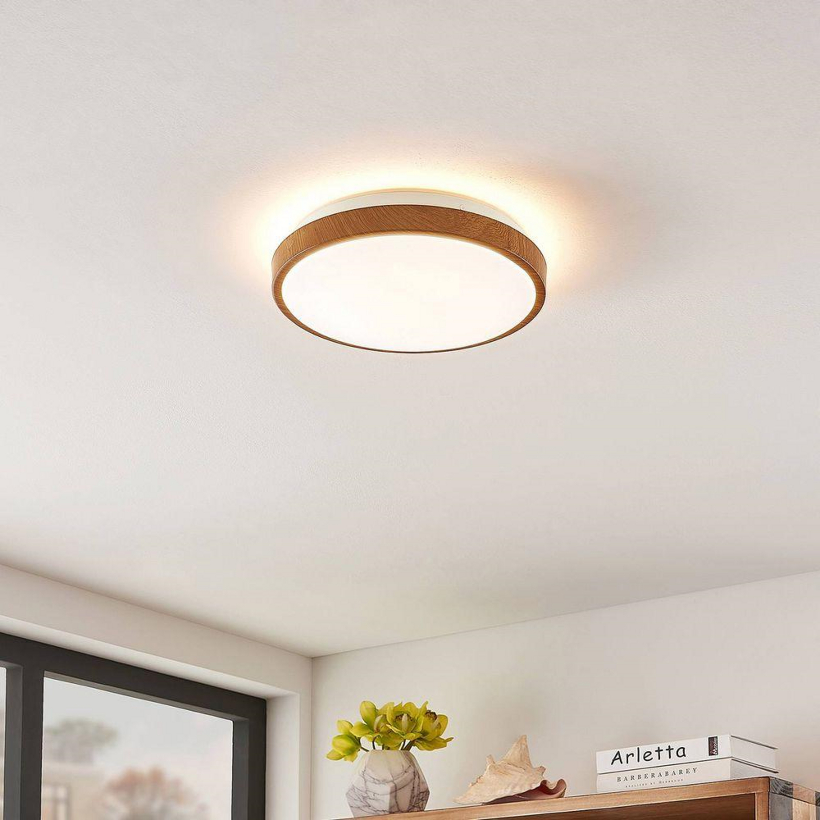 Mendosa Ceiling Lamp Wood/White - Lindby