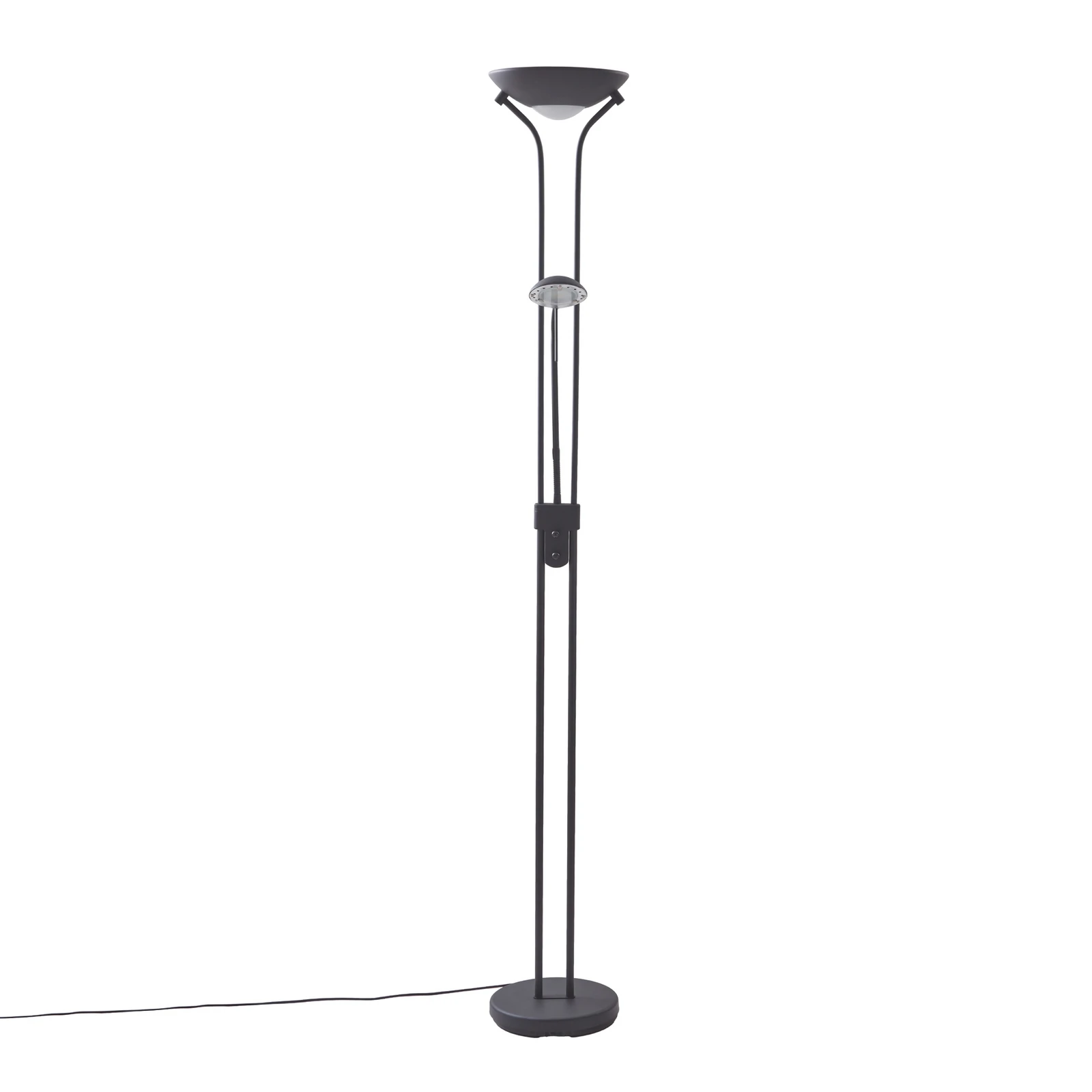 Lindby LED φωτιστικό δαπέδου Josefin, μαύρο, φως ανάγνωσης, ρυθμιζόμενο