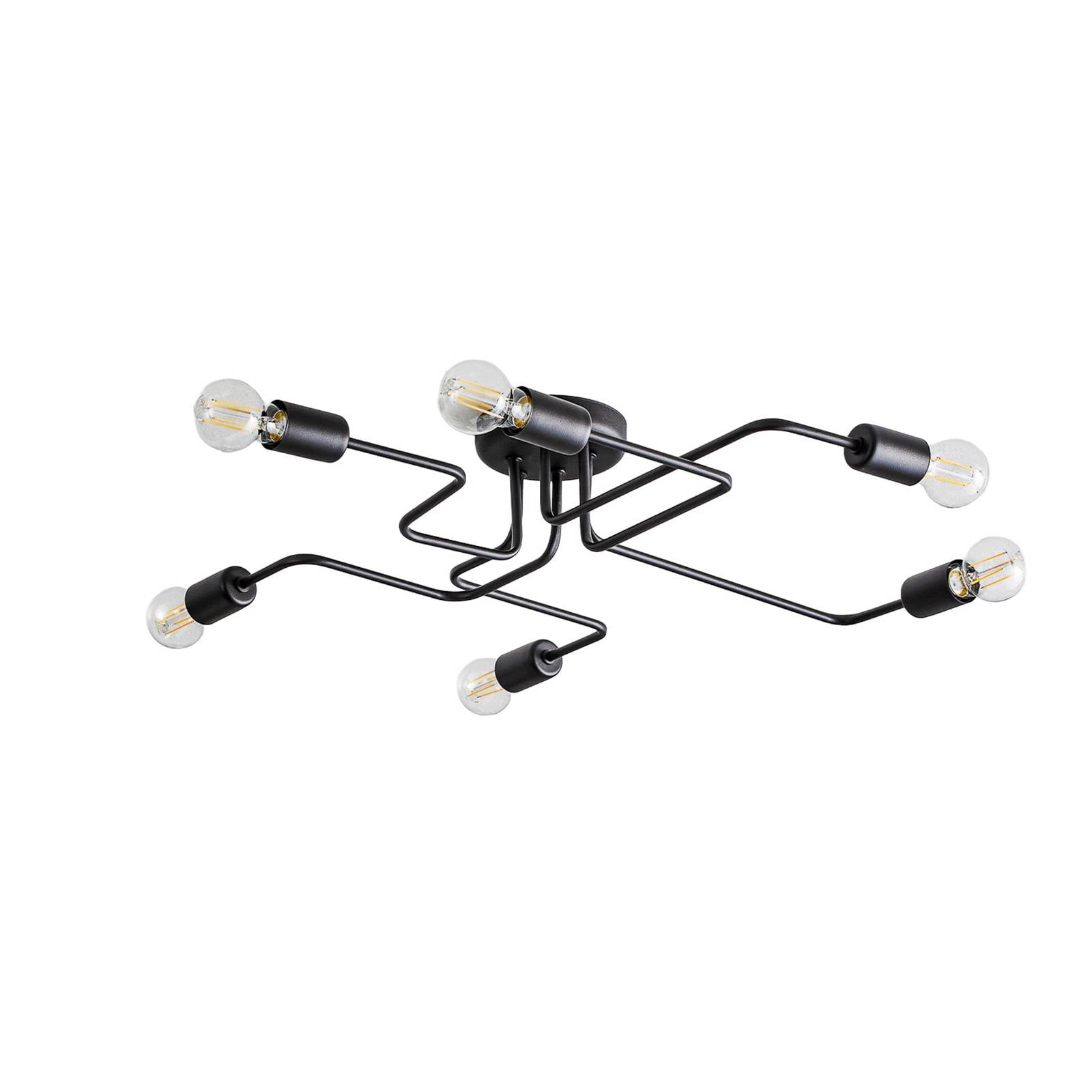 Lampa sufitowa Tube 6-punktowa czarna