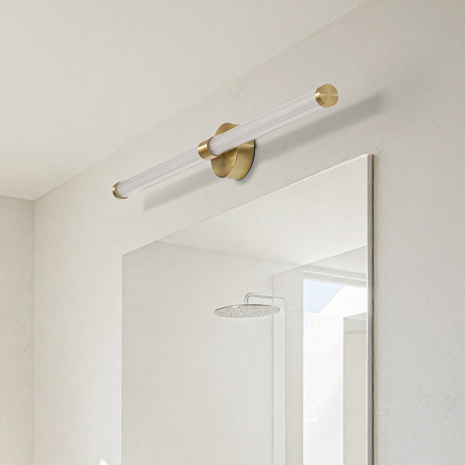 Lucande Melisa LED wall light, gold, 90 cm, CCT, IP44