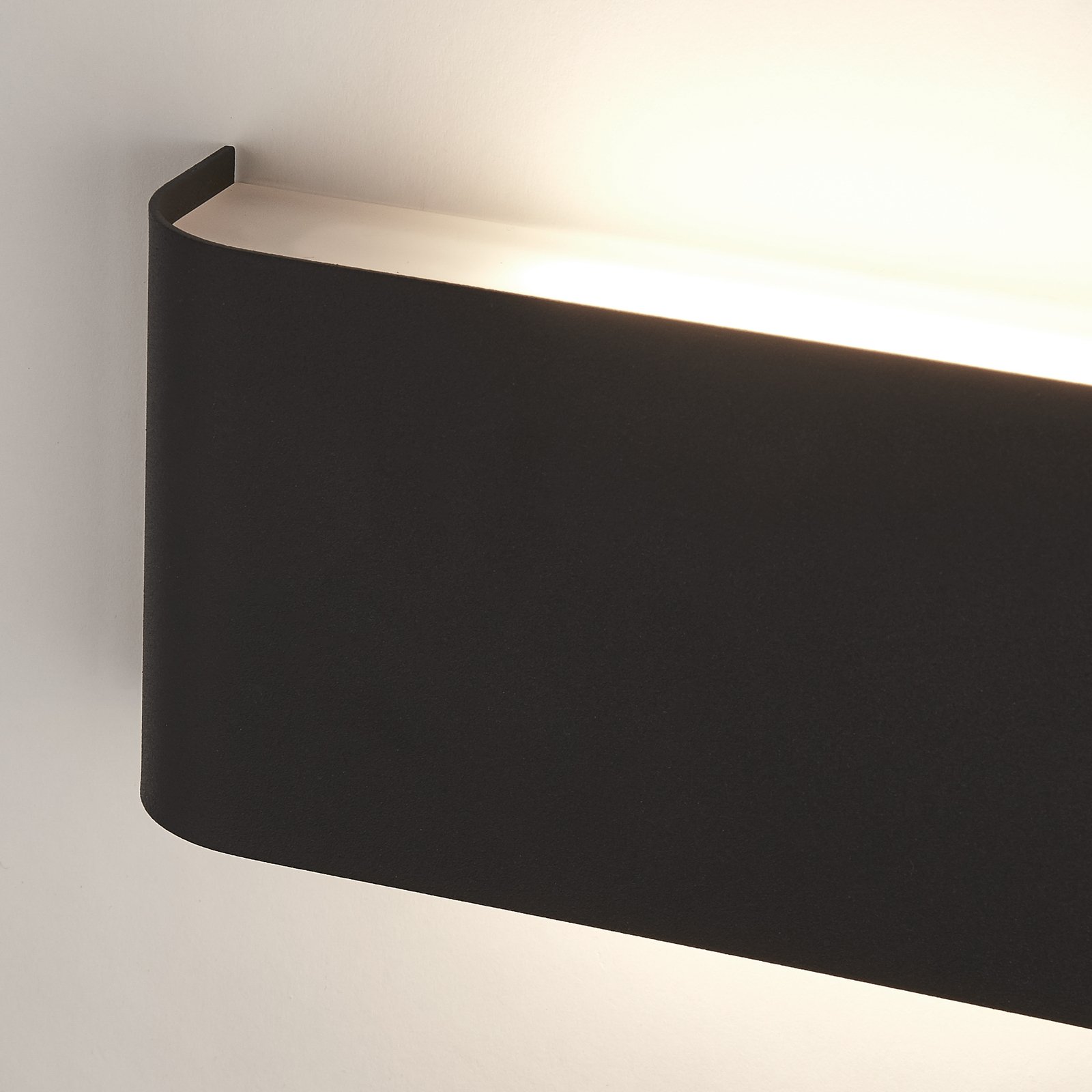 LED wall light Match Box, black, metal, up/down, 18 cm