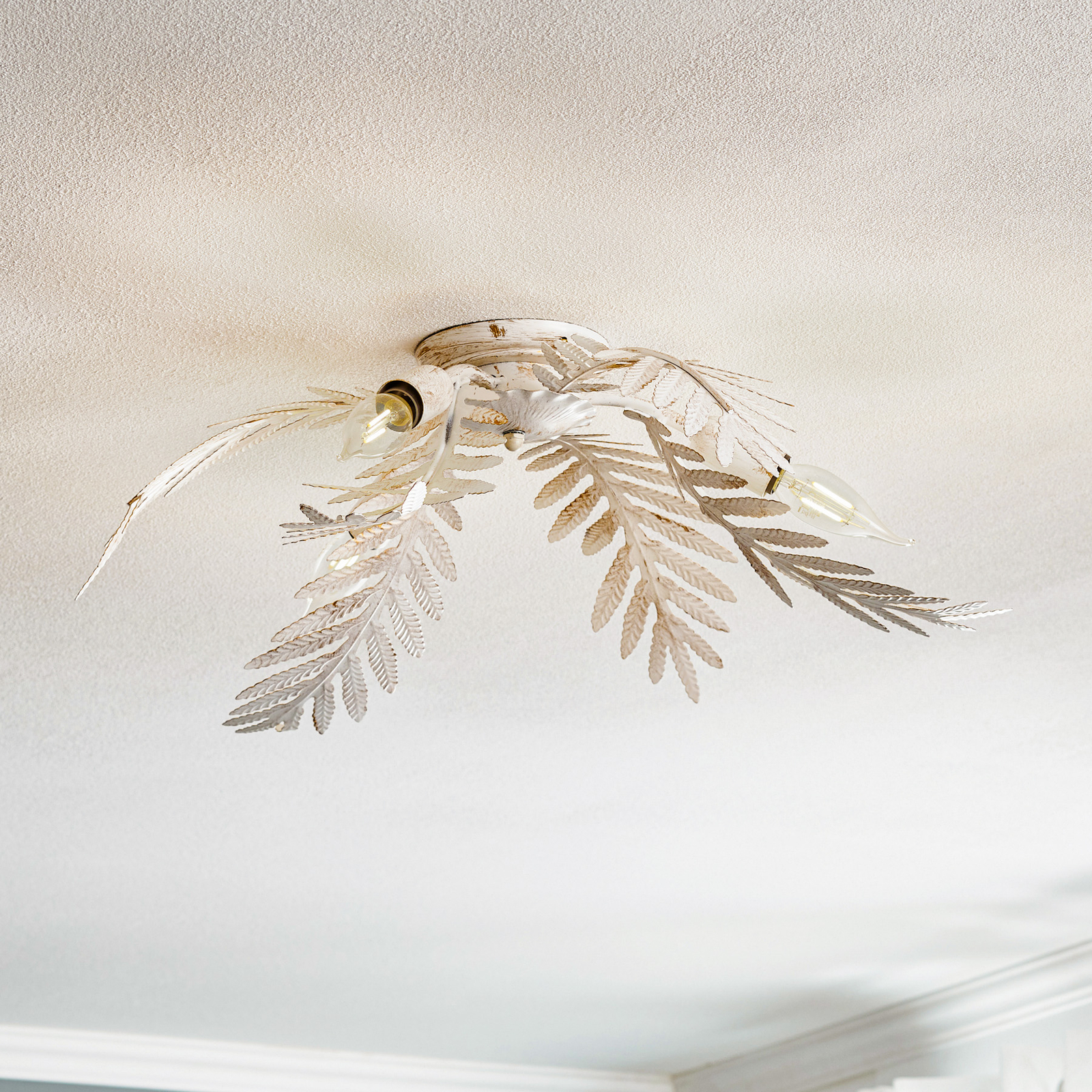 Felce ceiling lamp as a fern, ivory, 60 x 60 cm