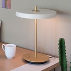 Stolná LED lampa UMAGE Asteria Table, USB, perleťovo biela/mosadz