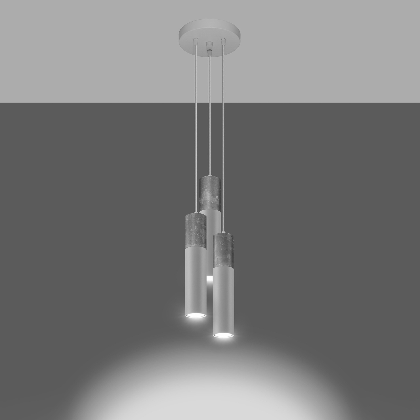 Euluna Isabeau - lampă suspendată cu trei lumini, alb/gri