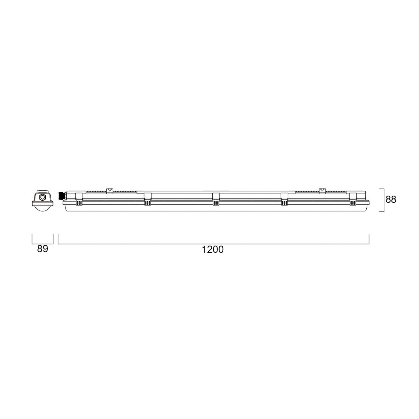 LED-armatur RESISTO, lysegrå, 120 cm, 17 W, 840 IP66