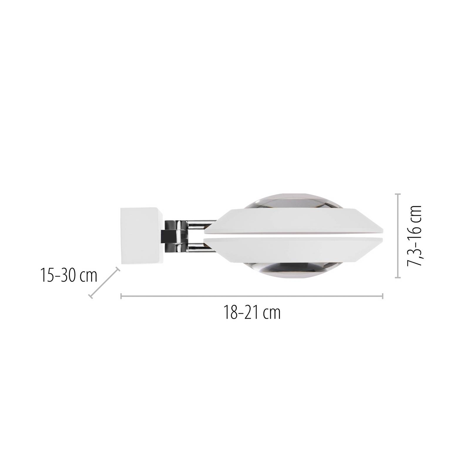 PURE LED-Wandlampe Oculis, weiß, 30 cm, Eisen/Glas, 2-flg. günstig online kaufen