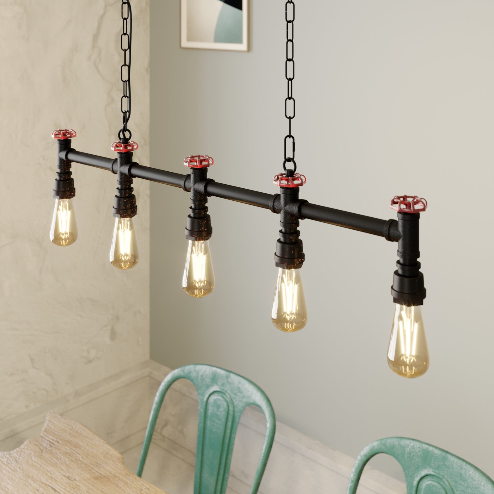 Lindby Zlata hanging lamp, 5-bulb industrial style