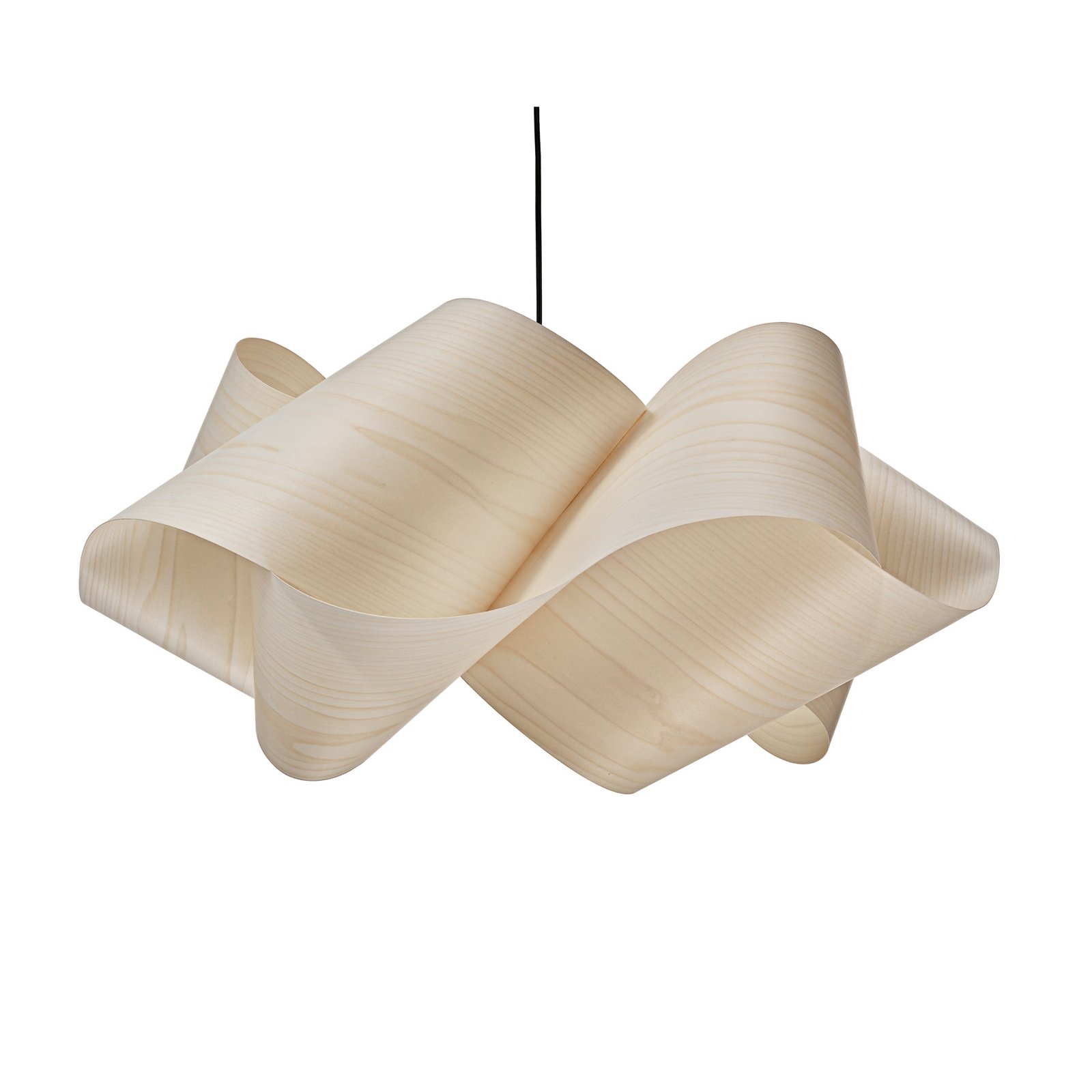 LZF hengelampe Swirl, elfenben-/nikkelfarget, Ø 54 cm, tre