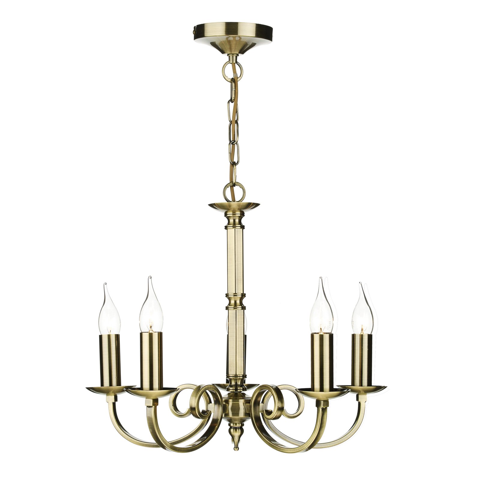 Murray chandelier in antique brass, 5-bulb
