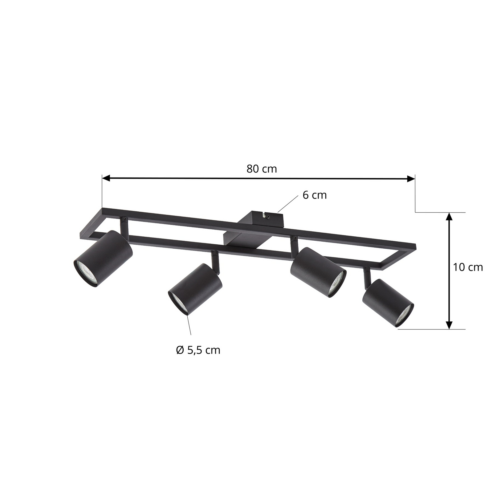 Lindby Deckenstrahler Bravius, schwarz, 4-flammig, Eisen Lindby Deckenstrahler Bravius, schwarz, 4-flammig, Eisen