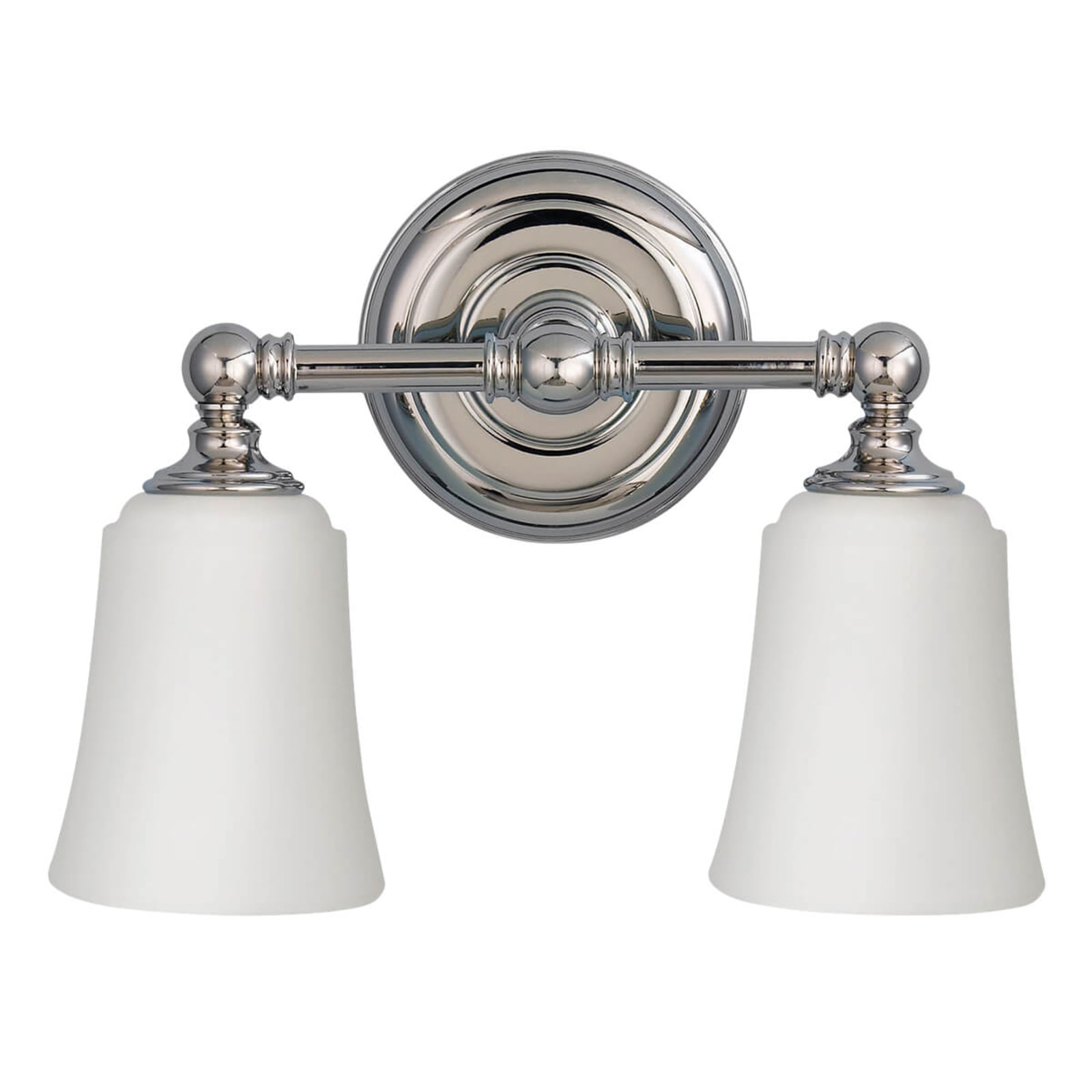 Huguenot Lake væglampe, krom, bredde 33 cm, 2 lyskilder, IP44 – FEISS