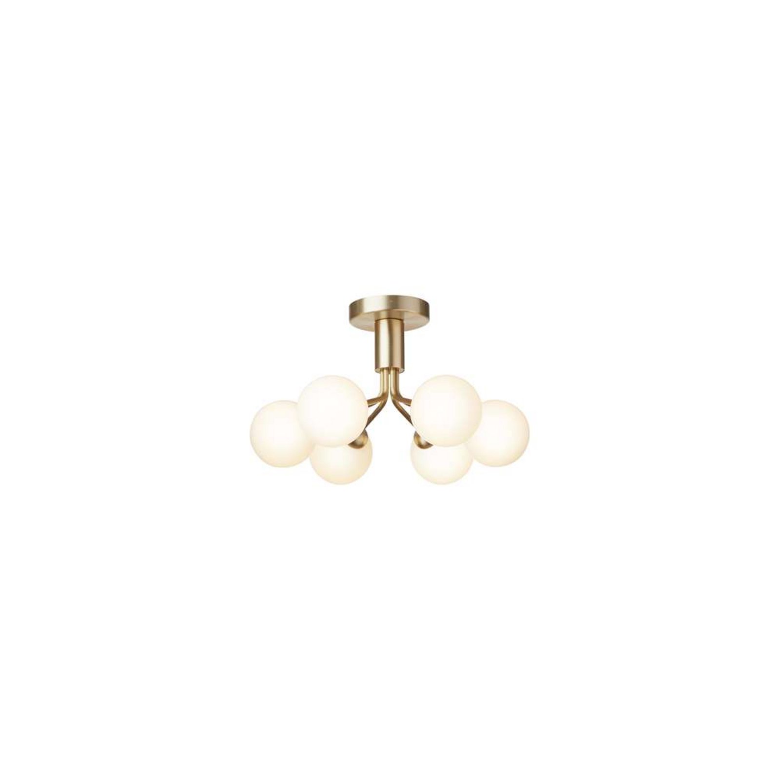 Nuura griestu lampa Apiales 6, misiņa krāsā/opāla, Ø 50 cm