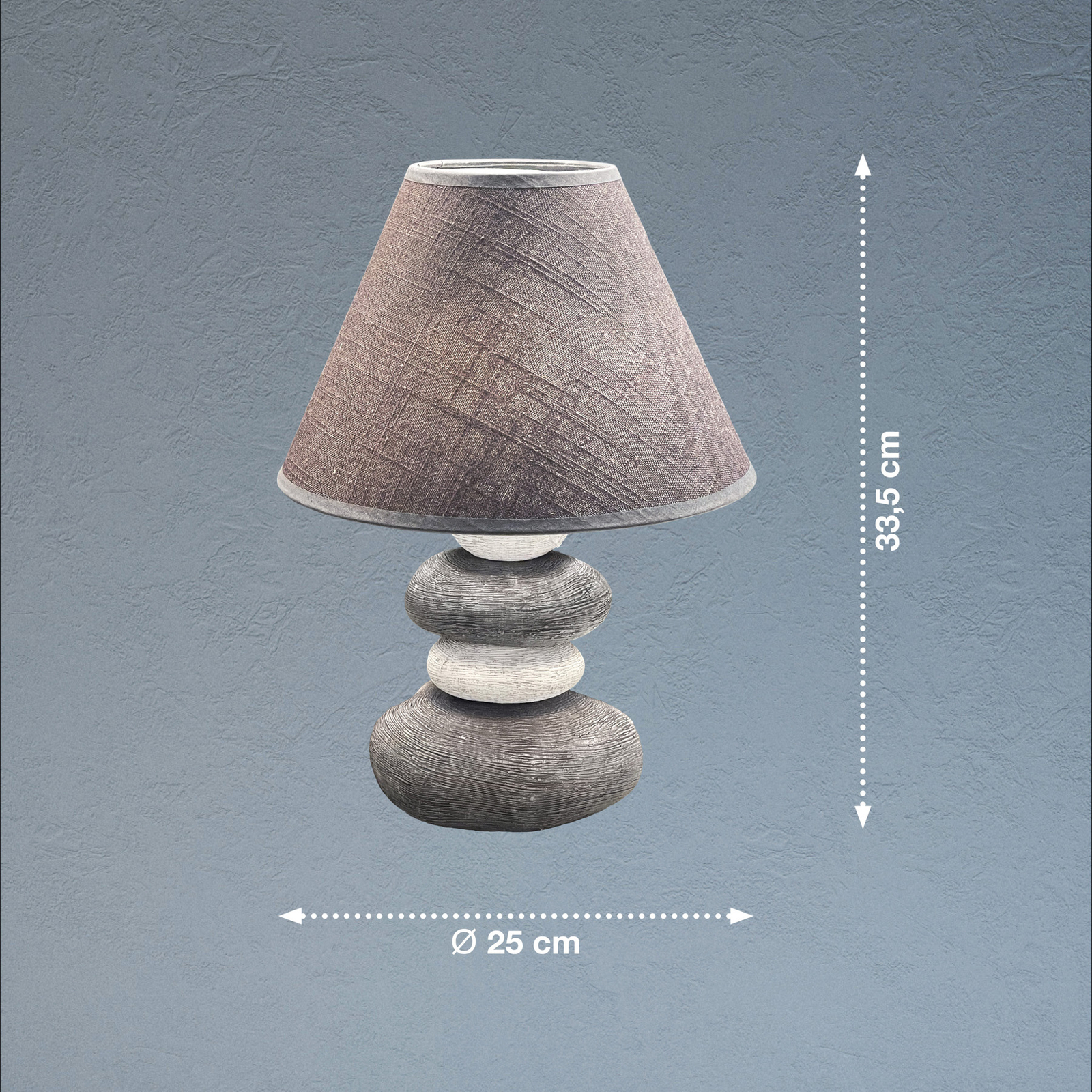 Bordslampa Bella, höjd 33,5 cm, grå/vit