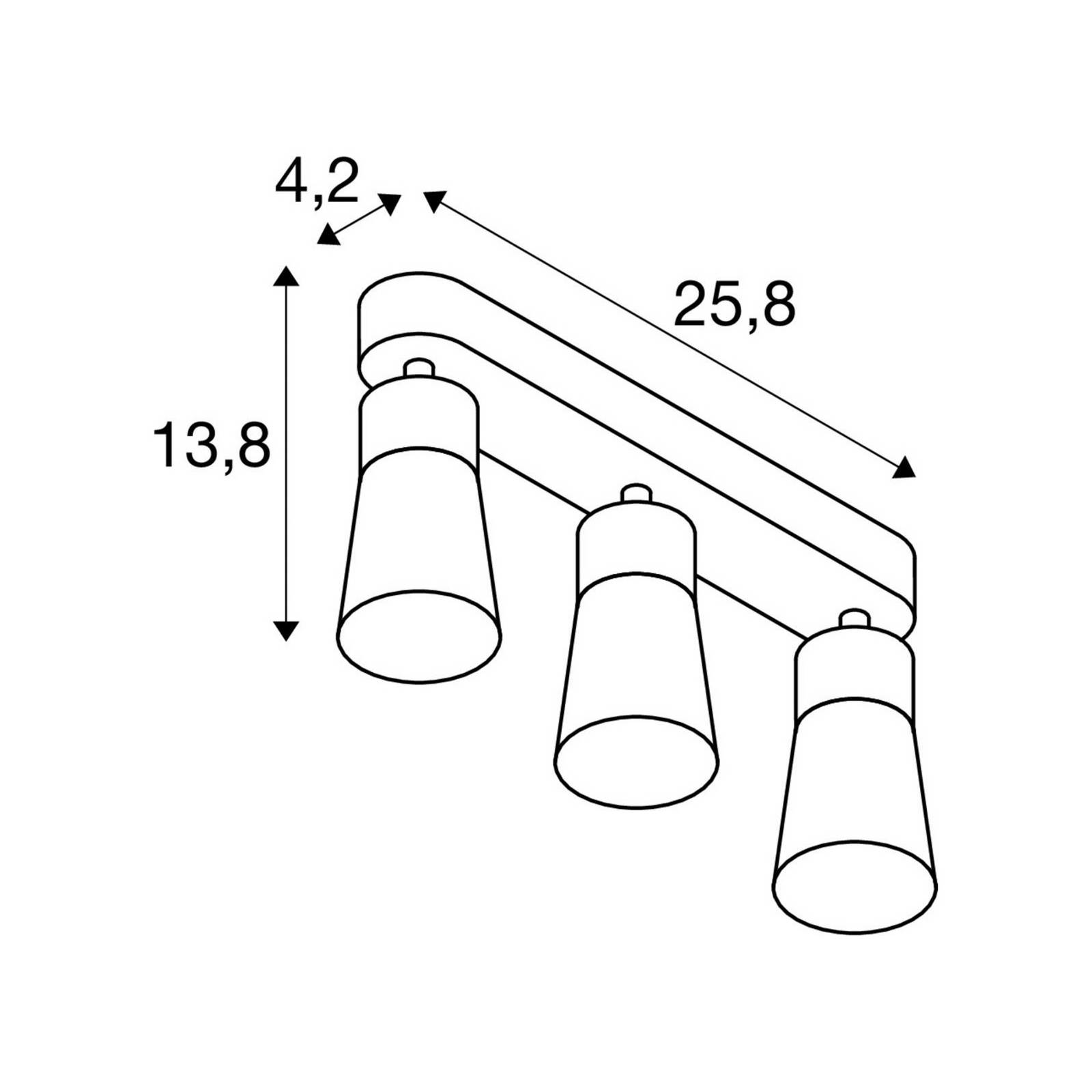 SLV Lampa sufitowa Puri 2.0 Cone, czarna, długość 26 cm, 3-punktowa.