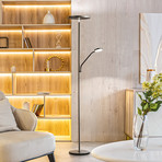 LED-Stehleuchte Fabi mit Leselampe und Dimmer