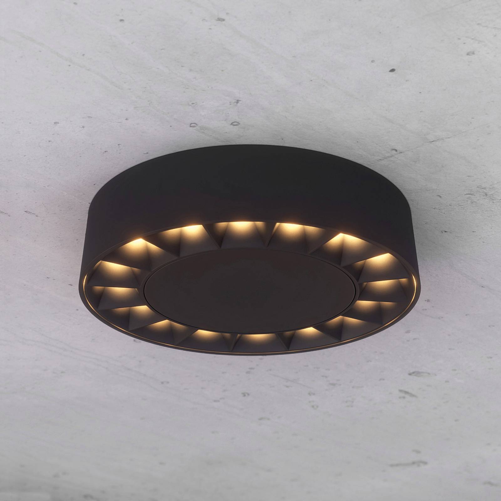 Lucande lampa sufitowa LED Kelissa czarna okrągła