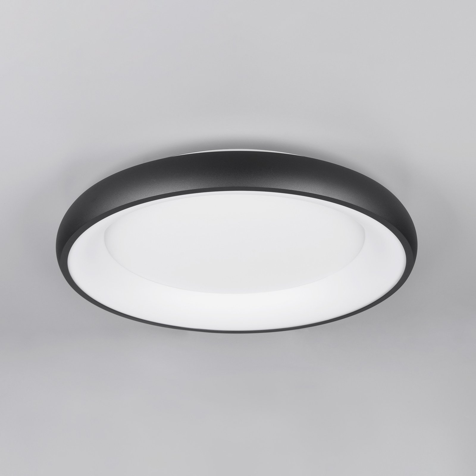 Plafonnier LED Cardona, Ø 62 cm, noir mat, métal, CCT