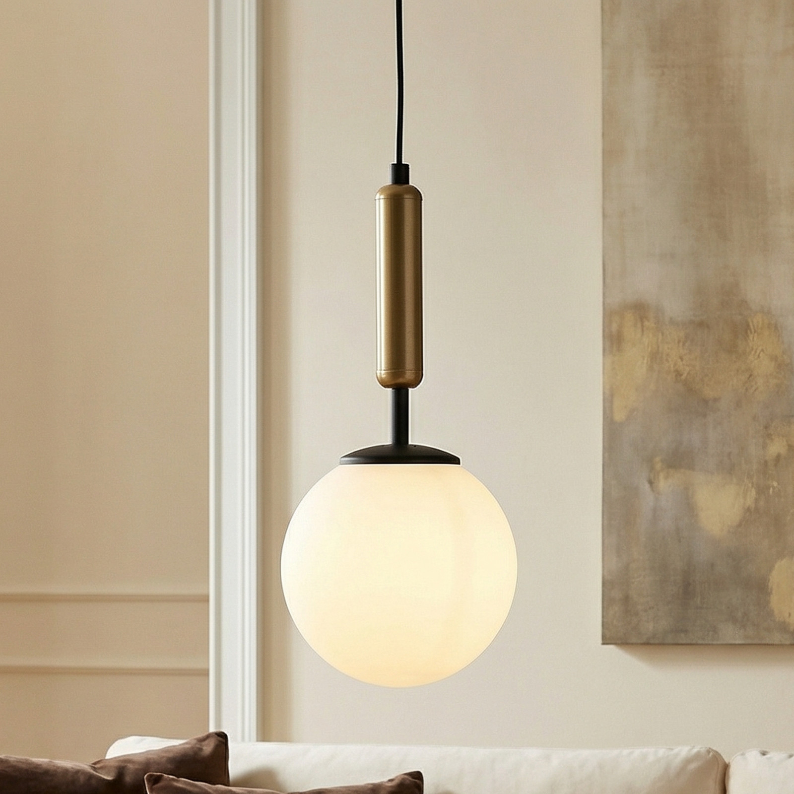 Luminex Lampă suspendată Nalo 1 bec negru/alamă - Camera de zi / sufragerie - Modern - negru alamă alb - Metal