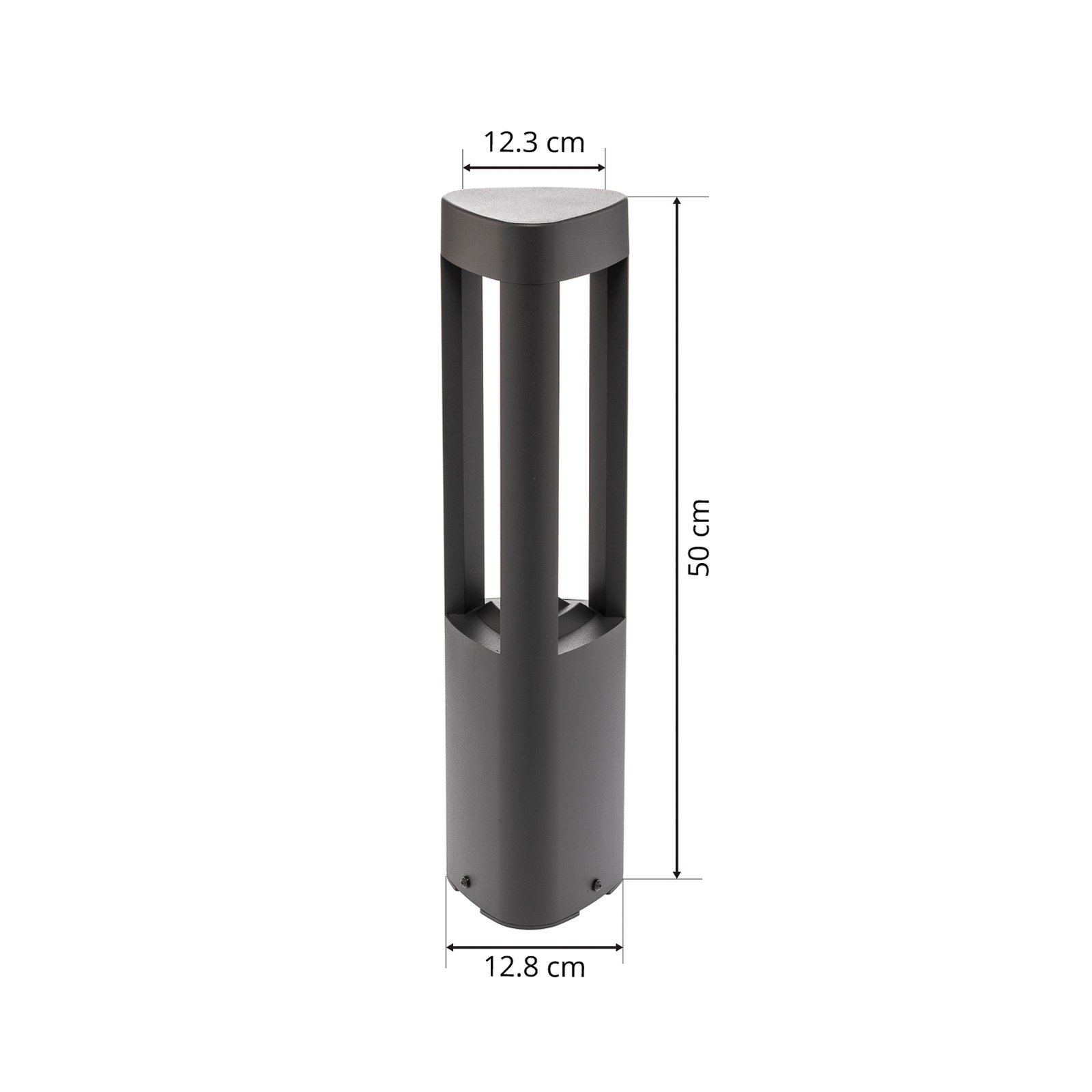 Pirron LED sokkellamp, hoogte 50 cm, driehoekig, aluminium