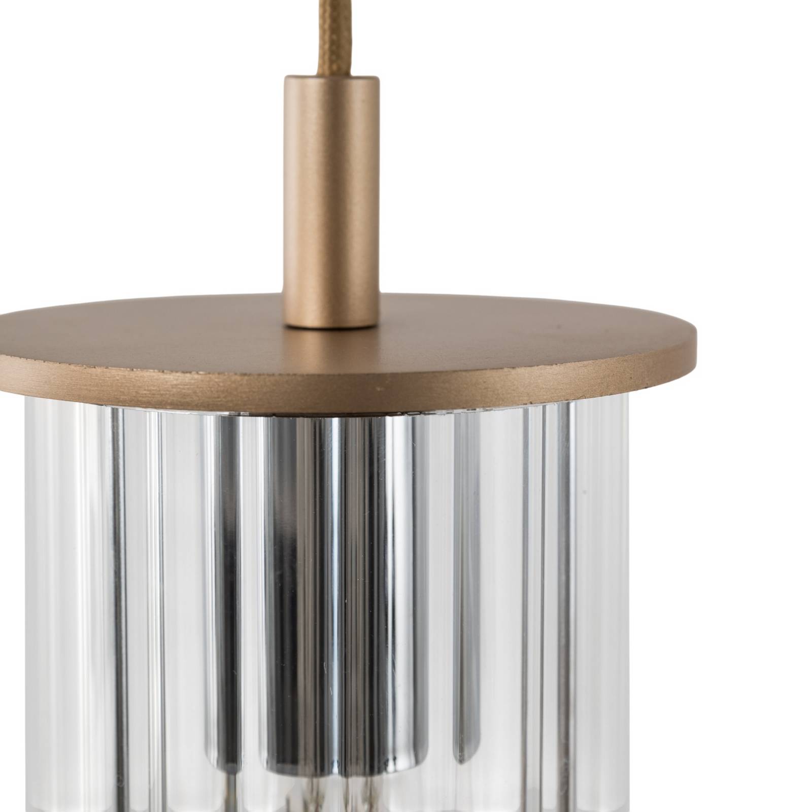 Außenhängeleuchte Nora, gold/transparent, IP44, Glas günstig online kaufen