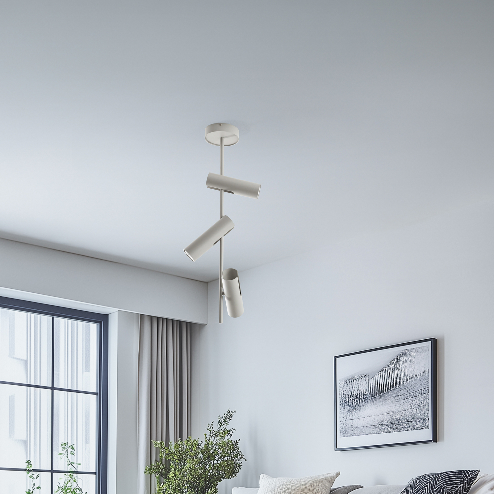 Leda 3 mennyezeti spotlámpa, taupe, 3 izzós, acél, GU10, magasság 76 cm