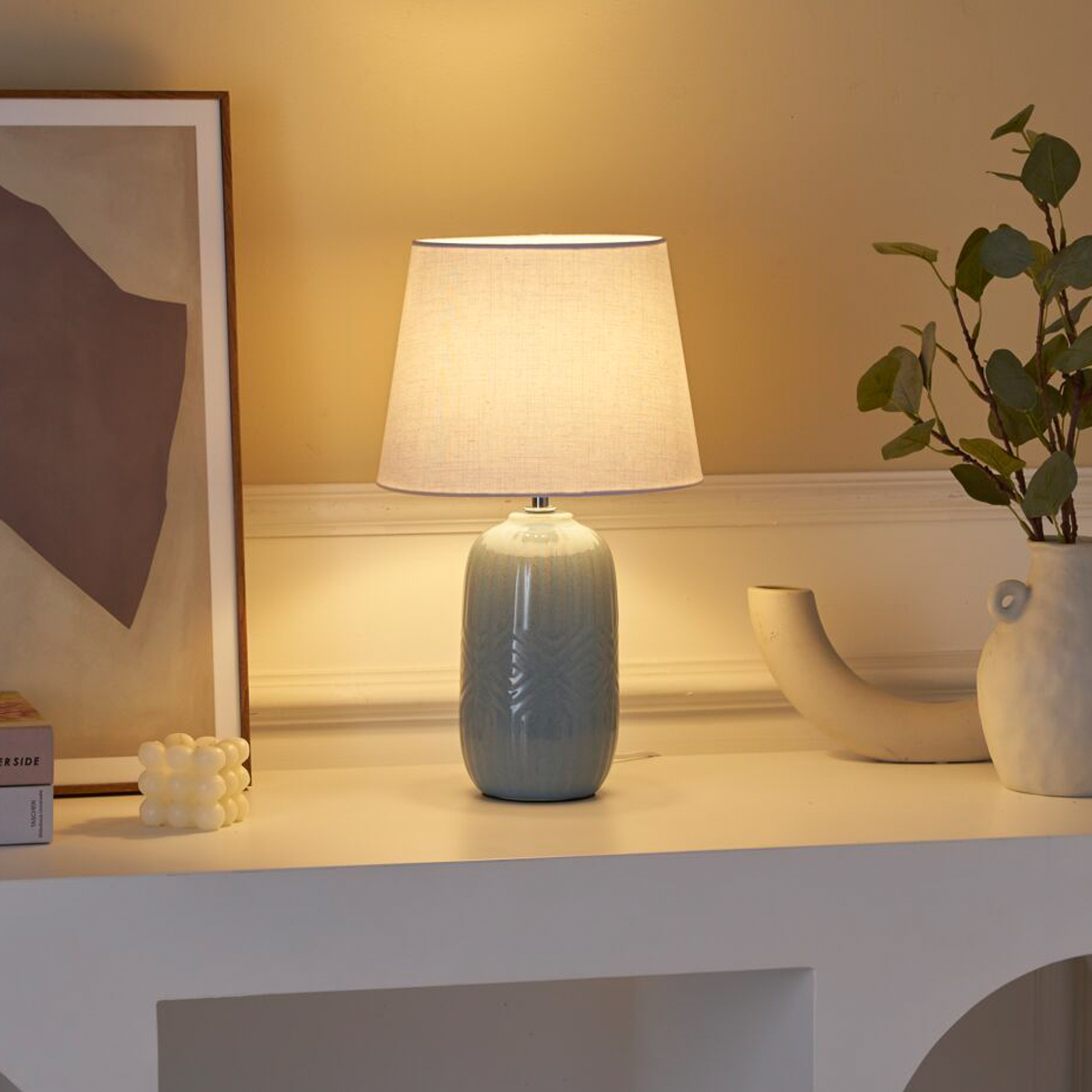Pauleen Glowing Hug bordlampe, hvid/gråblå