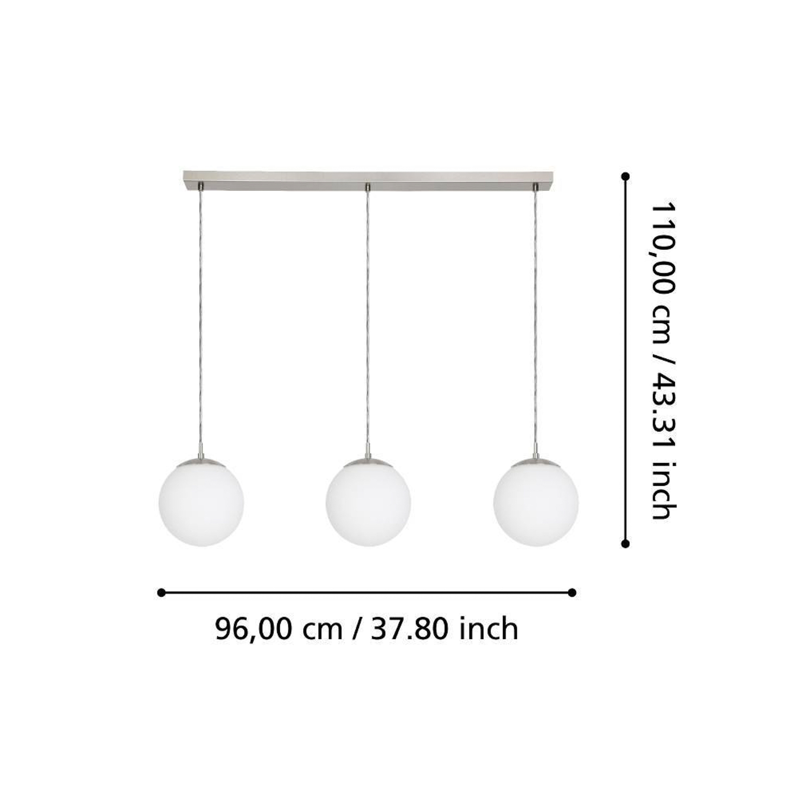 EGLO Rondo hanglamp, 3-lamps, nikkel/wit