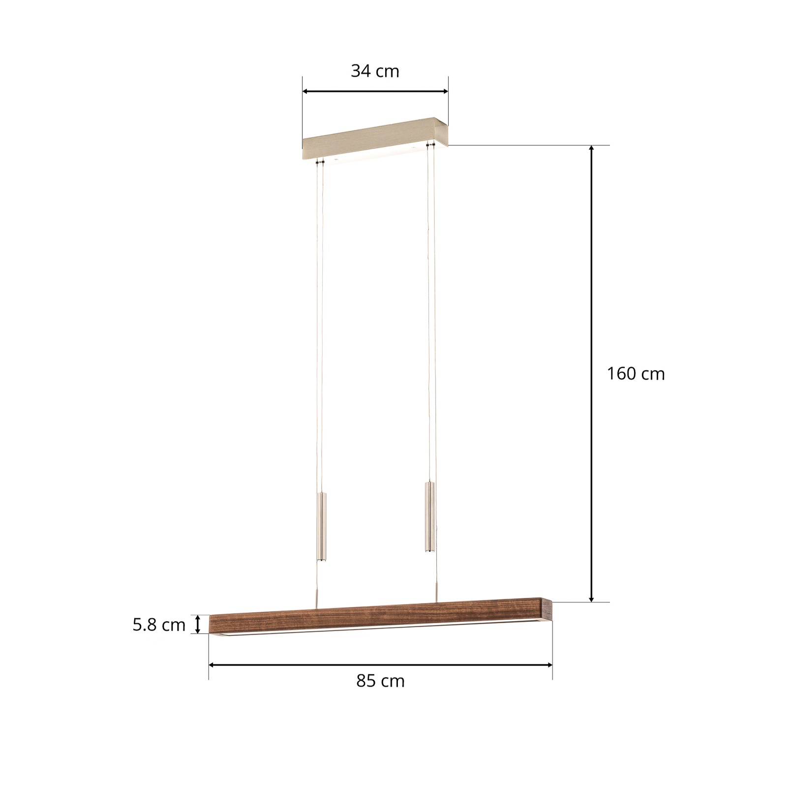 HerzBlut Leonora závěsné světlo Down 85cm ořech