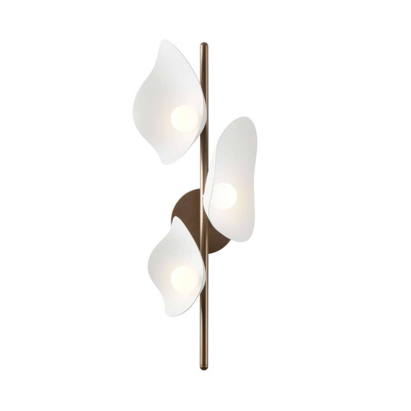 Kinkiet LED Nuura Florii 3, wysokość 23 cm, ciemny brąz/biały