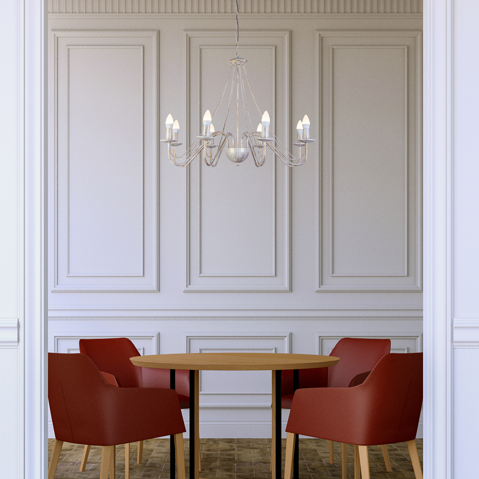 Lustre Malbo, or blanc, métal, à 8 lampes, E14