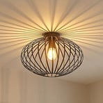 Lindby Maivi ceiling light, black, 40 cm, iron, cage