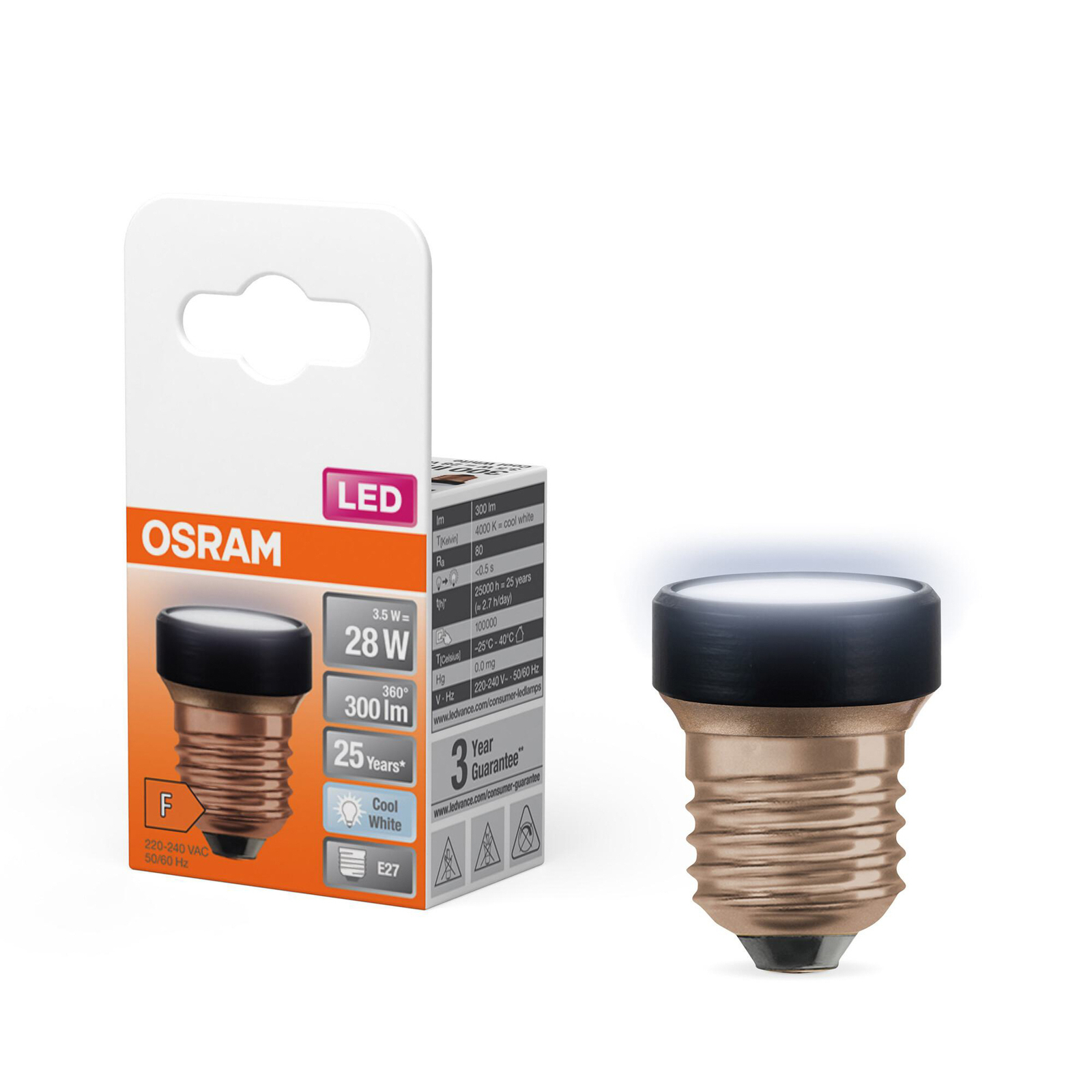 OSRAM ampoule LED Star Flat E27 3,5W 4.000K anneau interchangeable