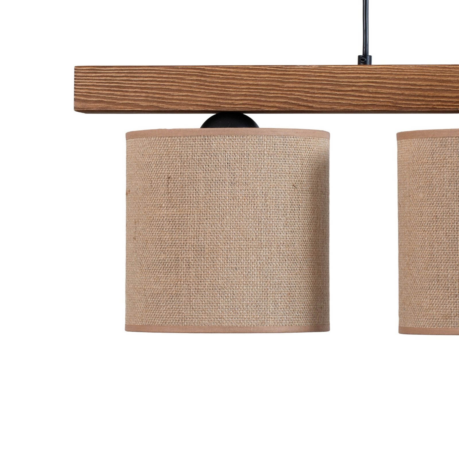 Pendellampe Forest, træ lys/sort, jute natur, 3 lyskilder.